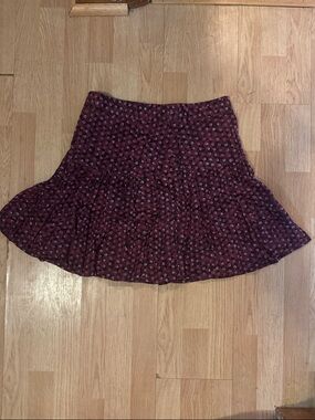 LOFT Berry Floral Tiered Mini Skirt